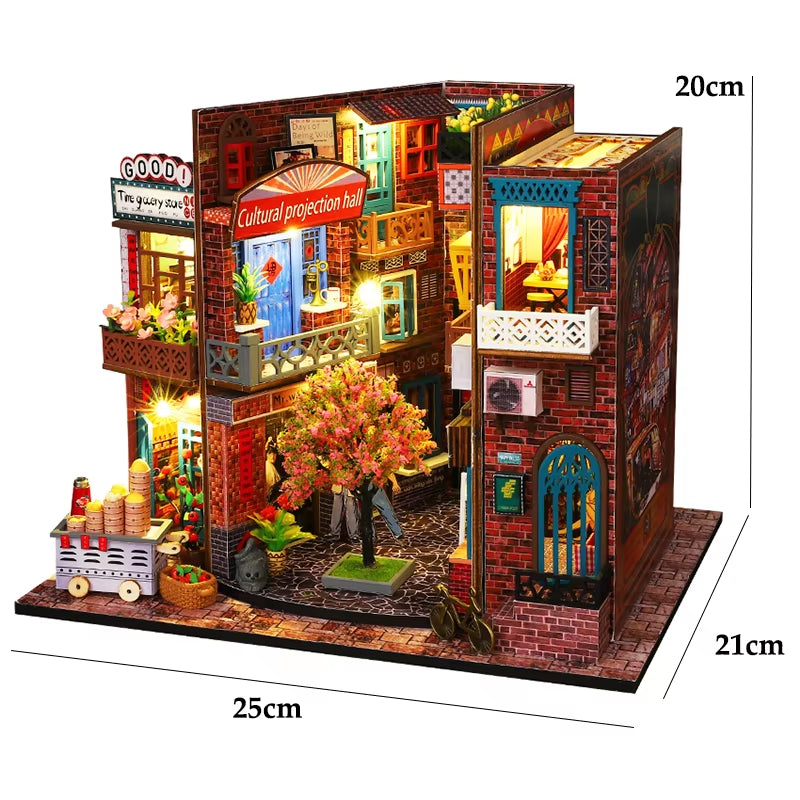 New 3D Wooden Puzzle Mini Doll House DIY Small House Kit Building Assembly Model Toy Home with LED Light Dollhouse Xmas Gifts