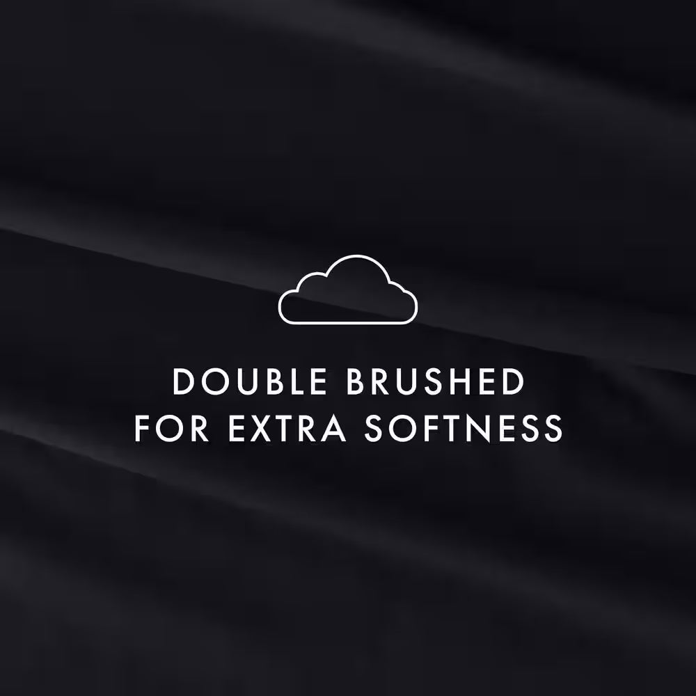 4-Piece Black Solid Microfiber Queen Sheet Set