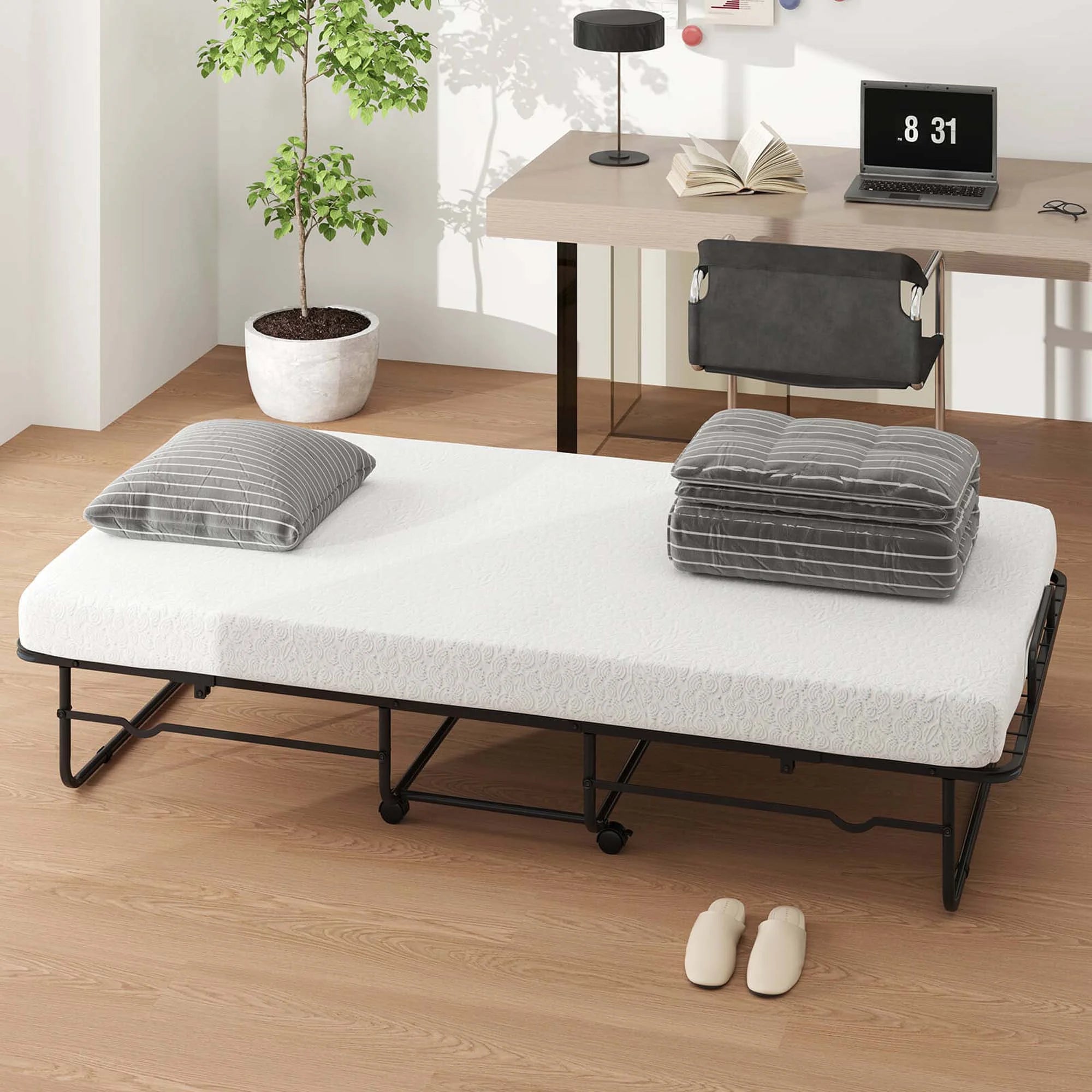 Twin Size Folding Bed 38" X 75" Rollaway Guest Bed Portable Sleeper Bed