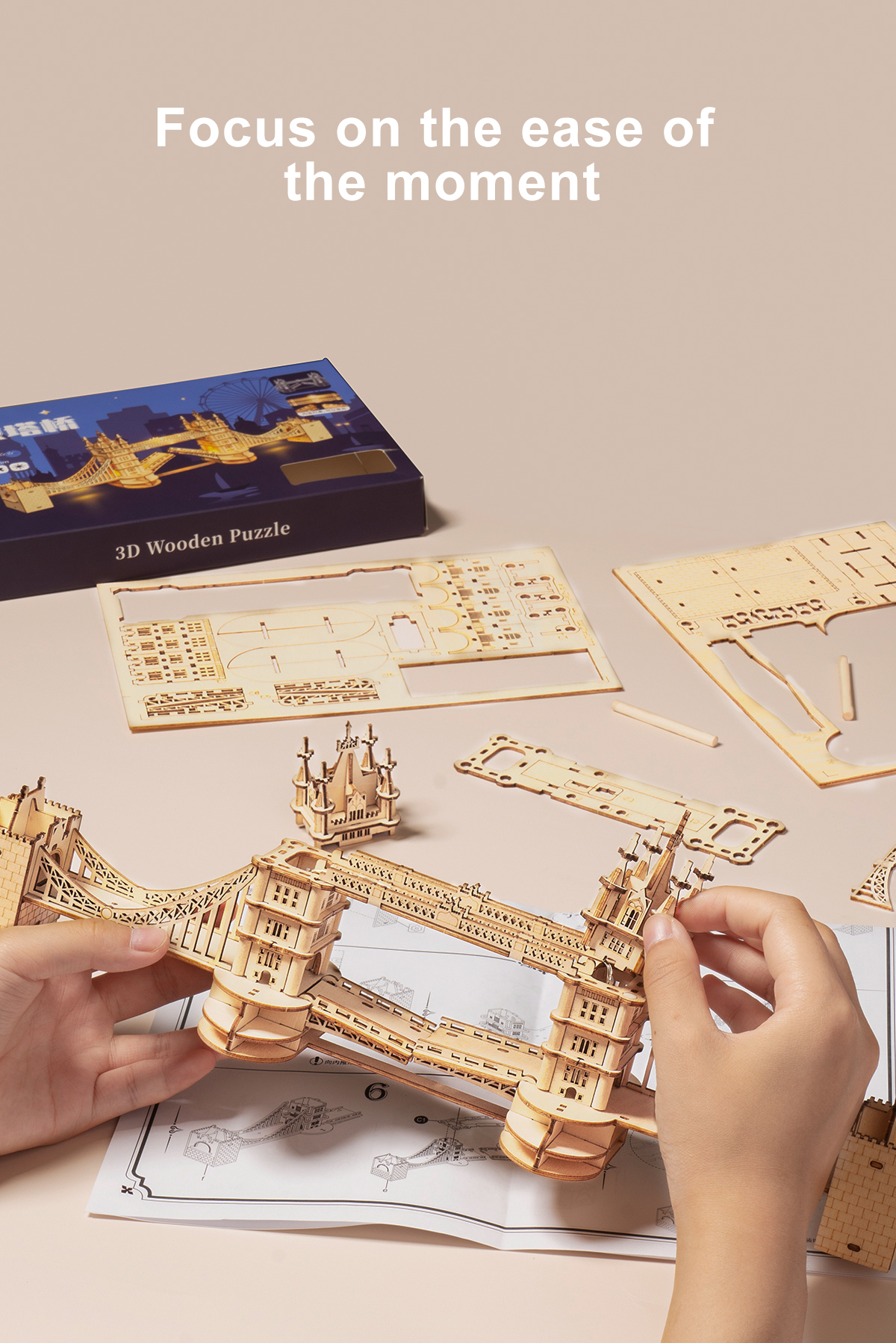 DIY 3D Tower Bridge Big Ben Building Wooden Puzzle